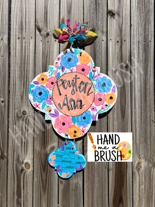 Watercolor Floral Hospital Door Hanger