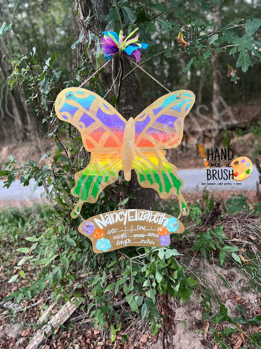 Rainbow Butterfly Hospital Door Hanger