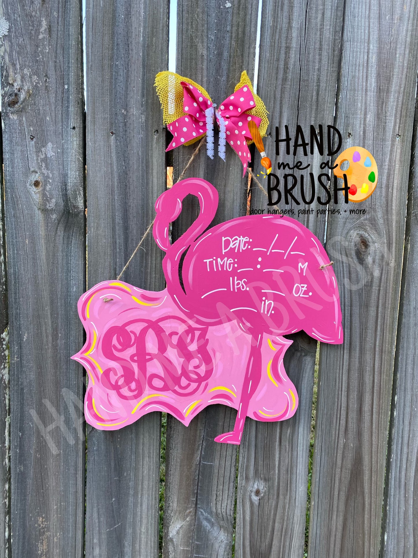 Flamingo Monogram Hospital Door Hanger