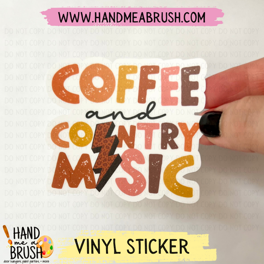 Coffee And Country Music-Vinyl Sticker 0863