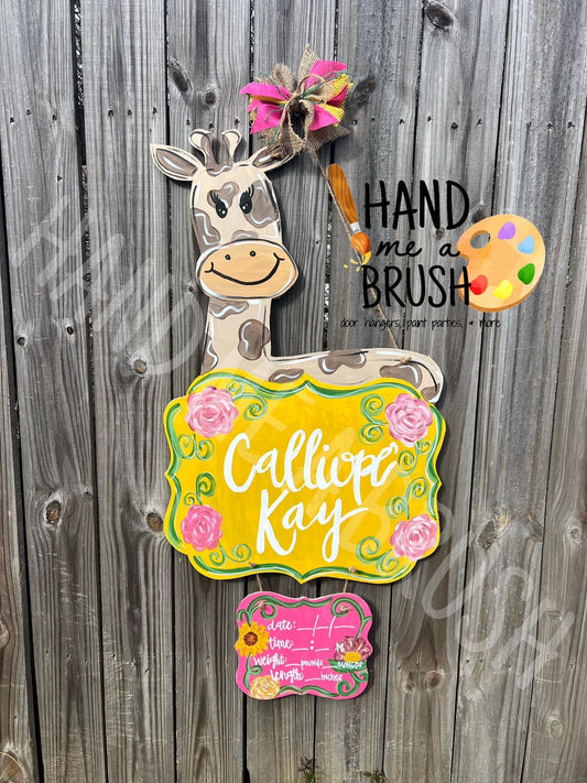 Floral Giraffe Hospital Door Hanger